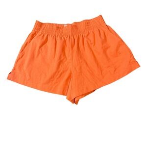 NEW Everlane Large 3" Inseam Shorts Pockets Elastic Orange Causal Mid High Waist
